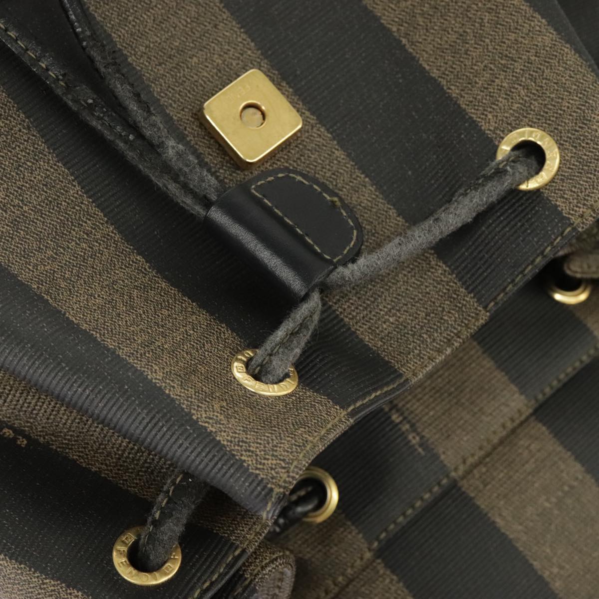FENDI Pecan Canvas Backpack Brown Black gold ep6451