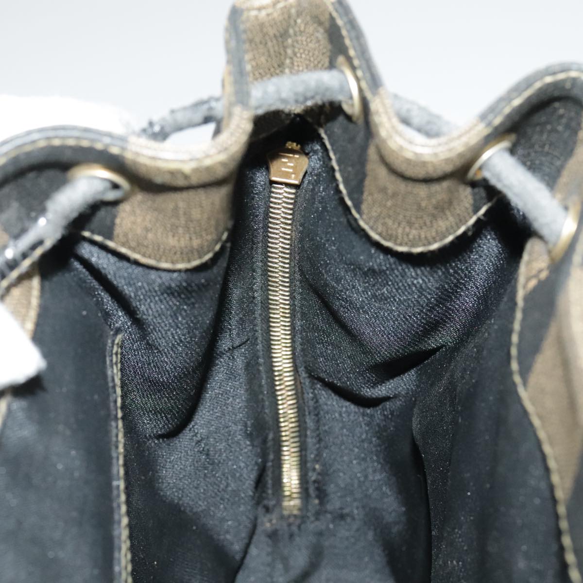 FENDI Pecan Canvas Backpack Brown Black gold ep6451