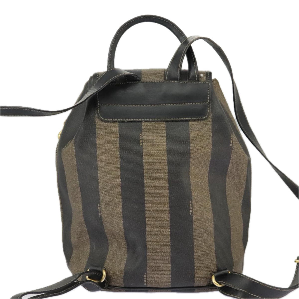 FENDI Pecan Canvas Backpack Brown Black gold ep6451