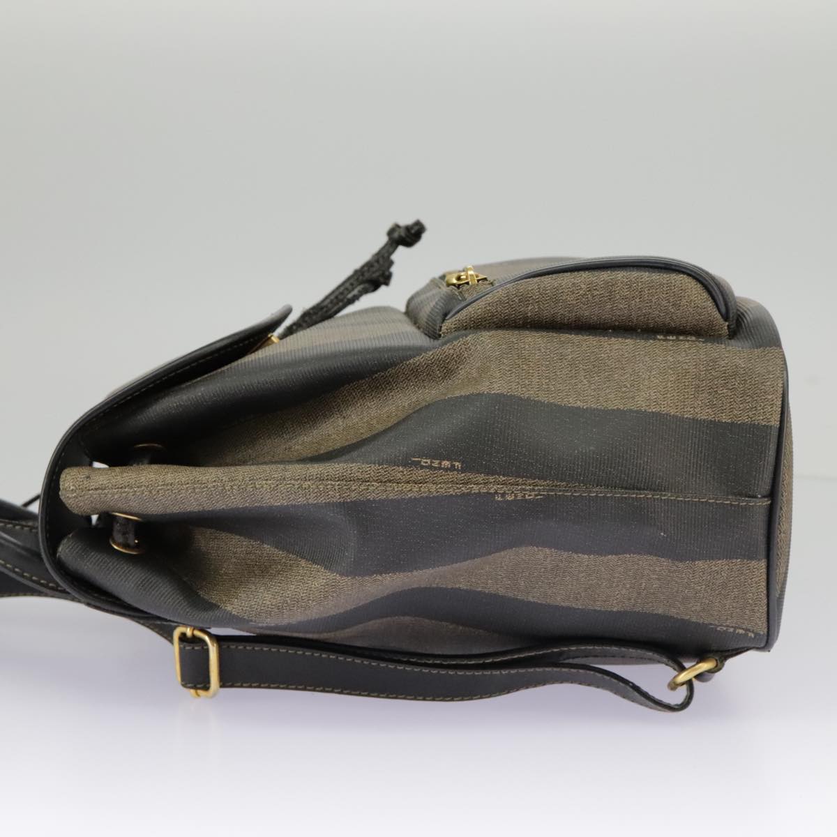FENDI Pecan Canvas Backpack Brown Black gold ep6451