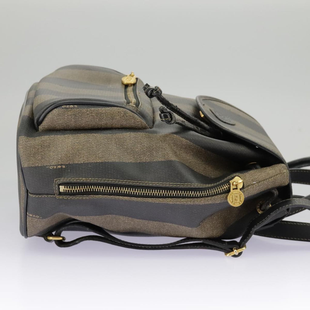 FENDI Pecan Canvas Backpack Brown Black gold ep6451