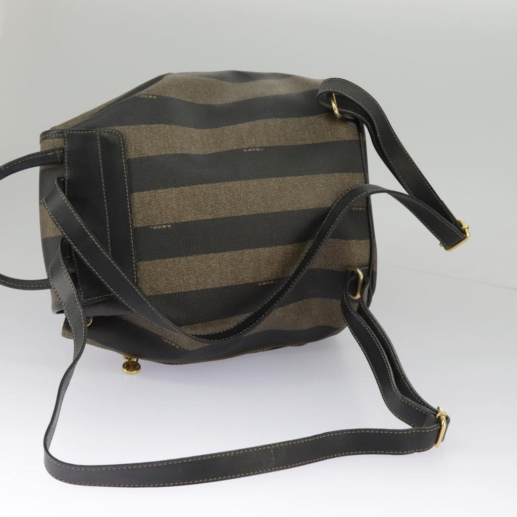 FENDI Pecan Canvas Backpack Brown Black gold ep6451