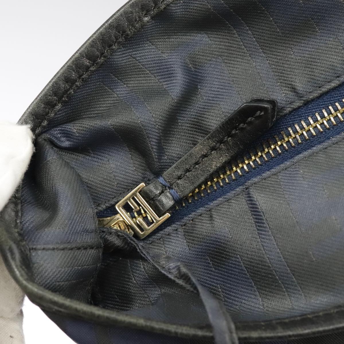 FENDI Zucca Canvas Tote Bag Gold Navy ep6478