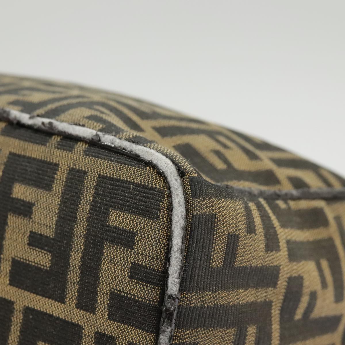 FENDI Zucca Canvas Hand Bag Brown Black gold ep6483