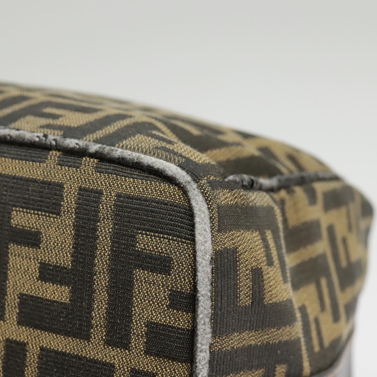 FENDI Zucca Canvas Hand Bag Brown Black gold ep6483