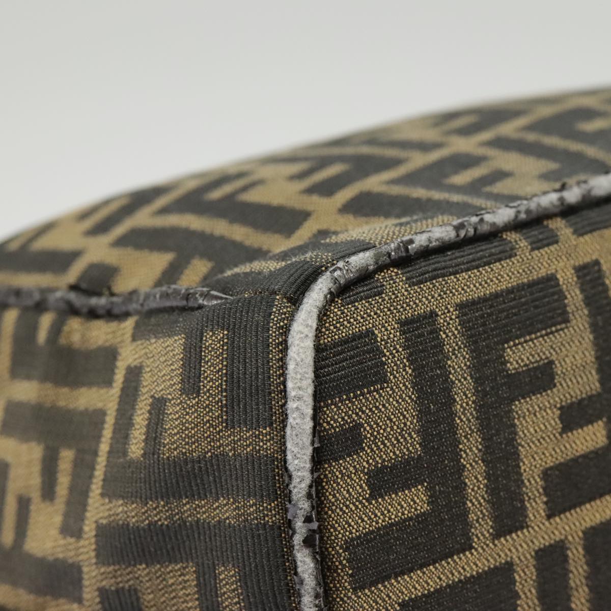 FENDI Zucca Canvas Hand Bag Brown Black gold ep6483