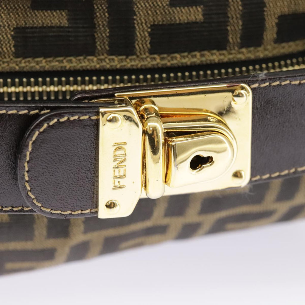 FENDI Zucca Canvas Hand Bag Brown Black gold ep6483