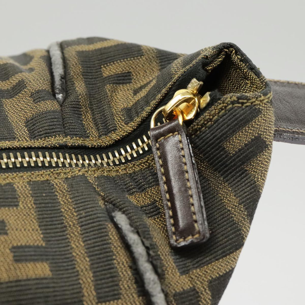 FENDI Zucca Canvas Hand Bag Brown Black gold ep6483