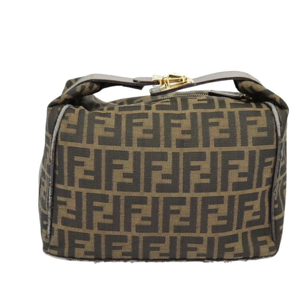 FENDI Zucca Canvas Hand Bag Brown Black gold ep6483