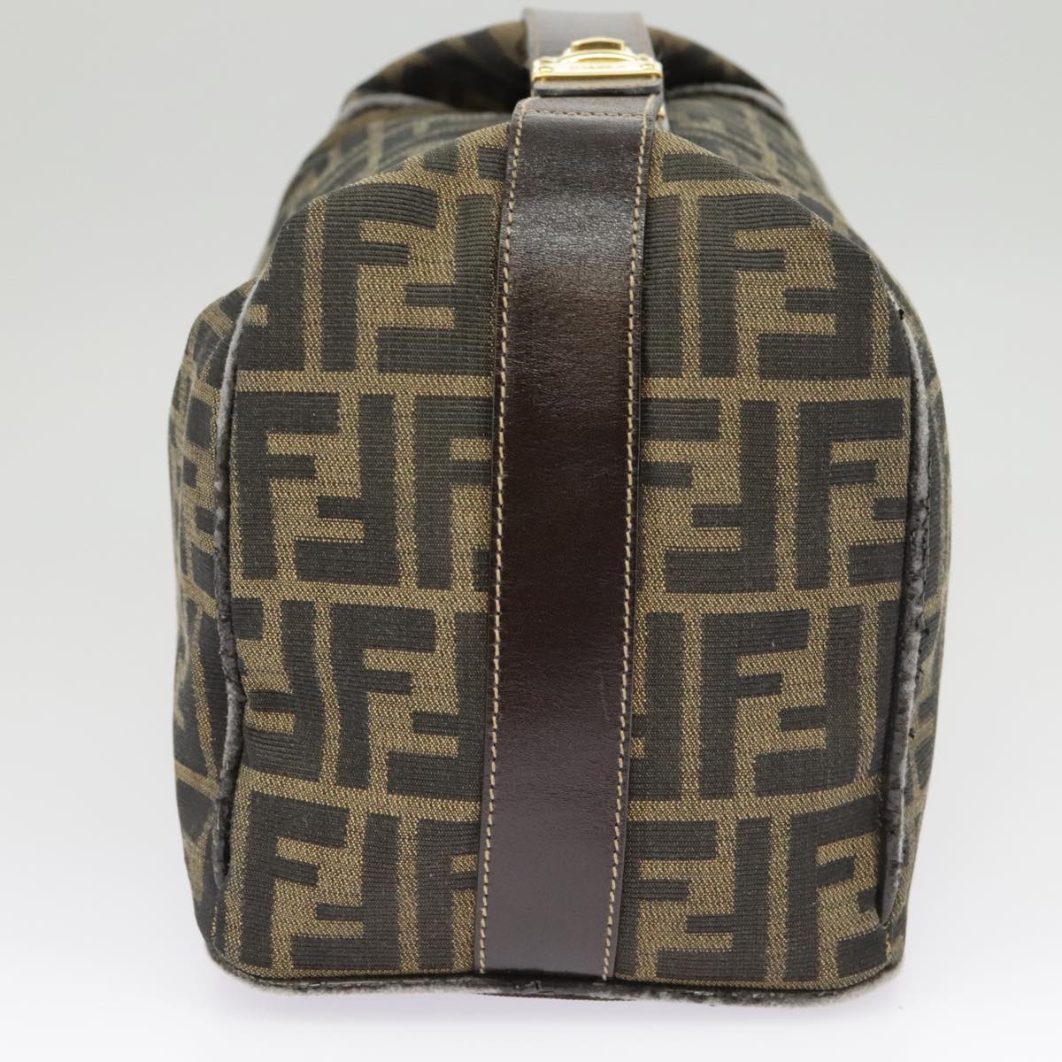 FENDI Zucca Canvas Hand Bag Brown Black gold ep6483