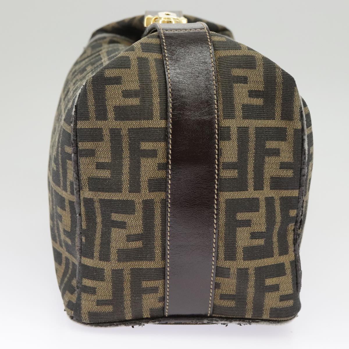 FENDI Zucca Canvas Hand Bag Brown Black gold ep6483