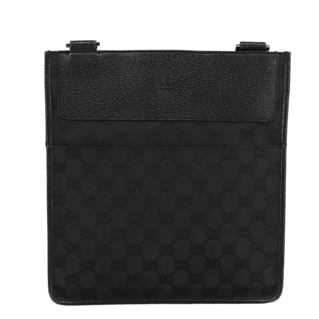 GUCCI GG Canvas Shoulder Bag Black Silver 27639 ep6499