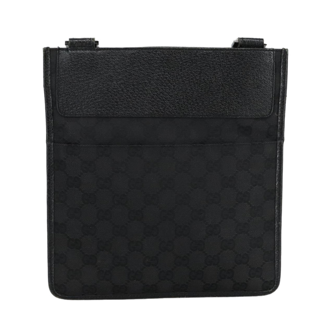 GUCCI GG Canvas Shoulder Bag Black Silver 27639 ep6499