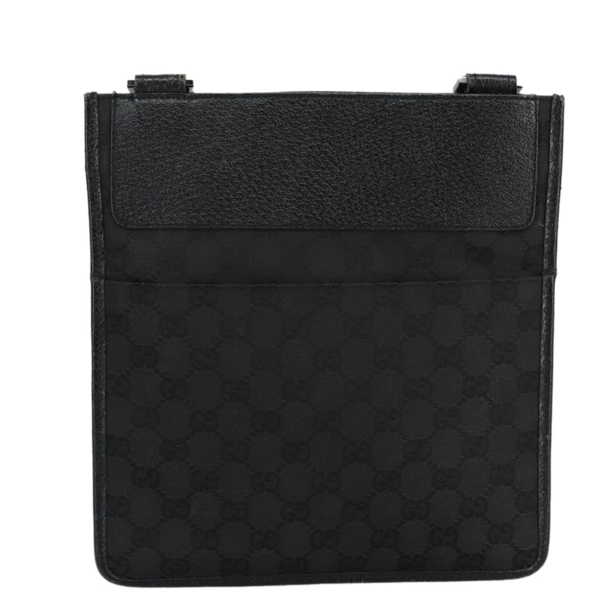 GUCCI GG Canvas Shoulder Bag Black Silver 27639 ep6499