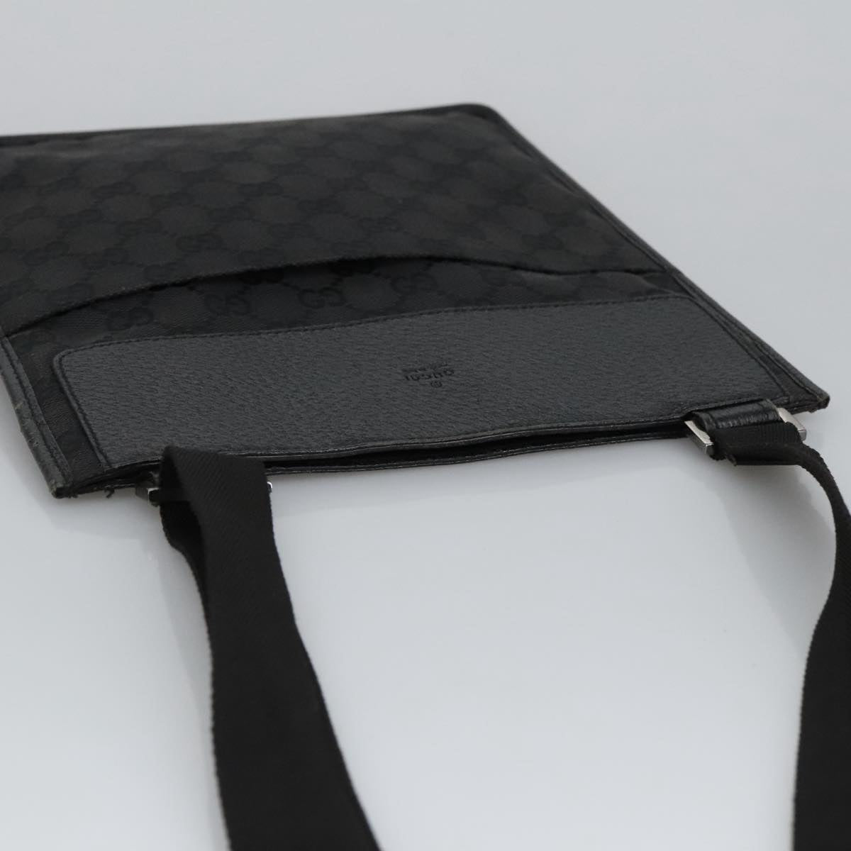 GUCCI GG Canvas Shoulder Bag Black Silver 27639 ep6499