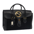 GUCCI Boston Bag Leather Suede Navy ep6503