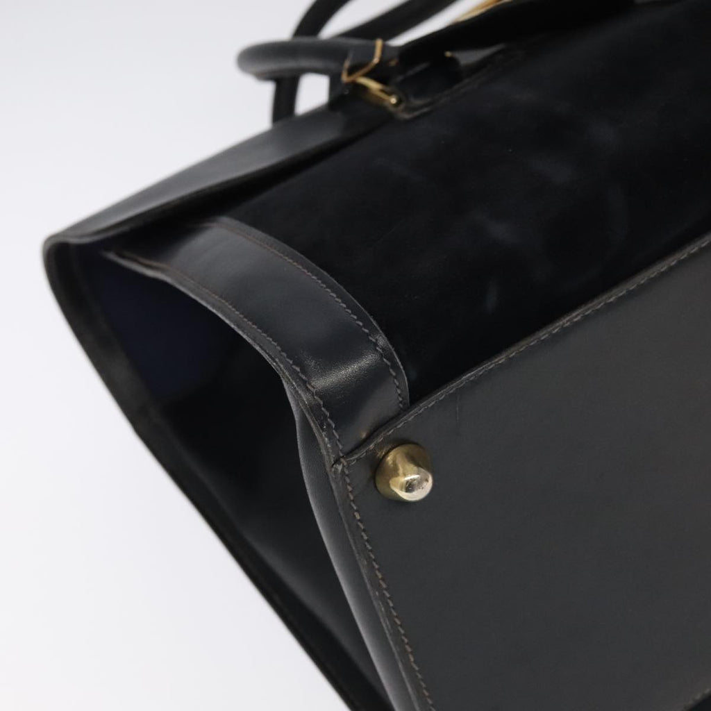 GUCCI Boston Bag Leather Suede Navy ep6503