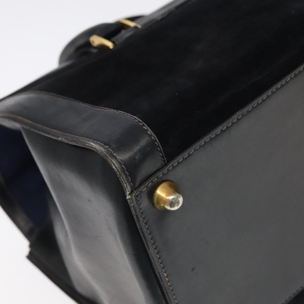 GUCCI Boston Bag Leather Suede Navy ep6503