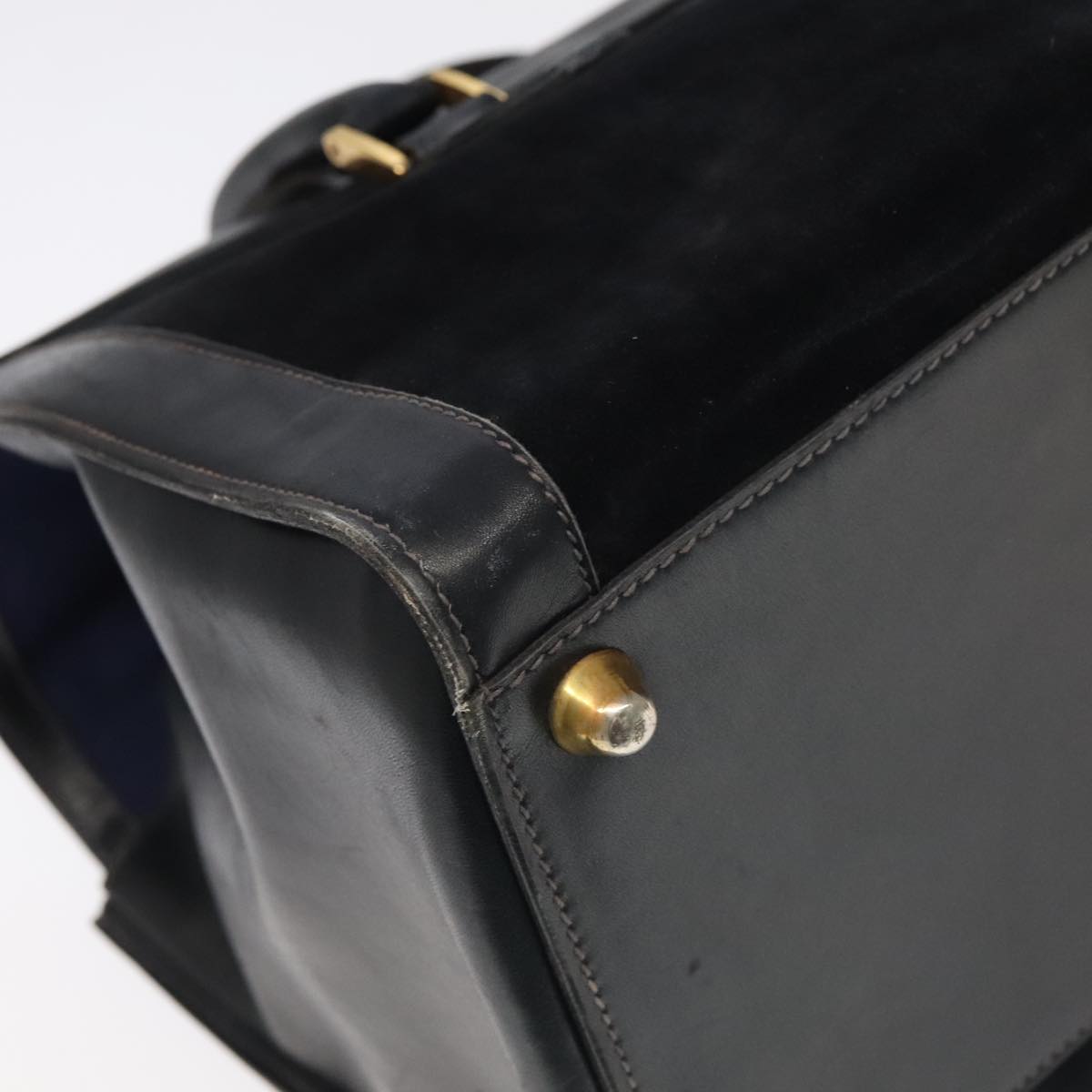 GUCCI Boston Bag Leather Suede Navy ep6503