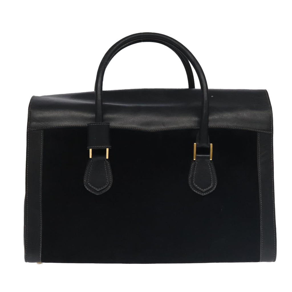 GUCCI Boston Bag Leather Suede Navy ep6503