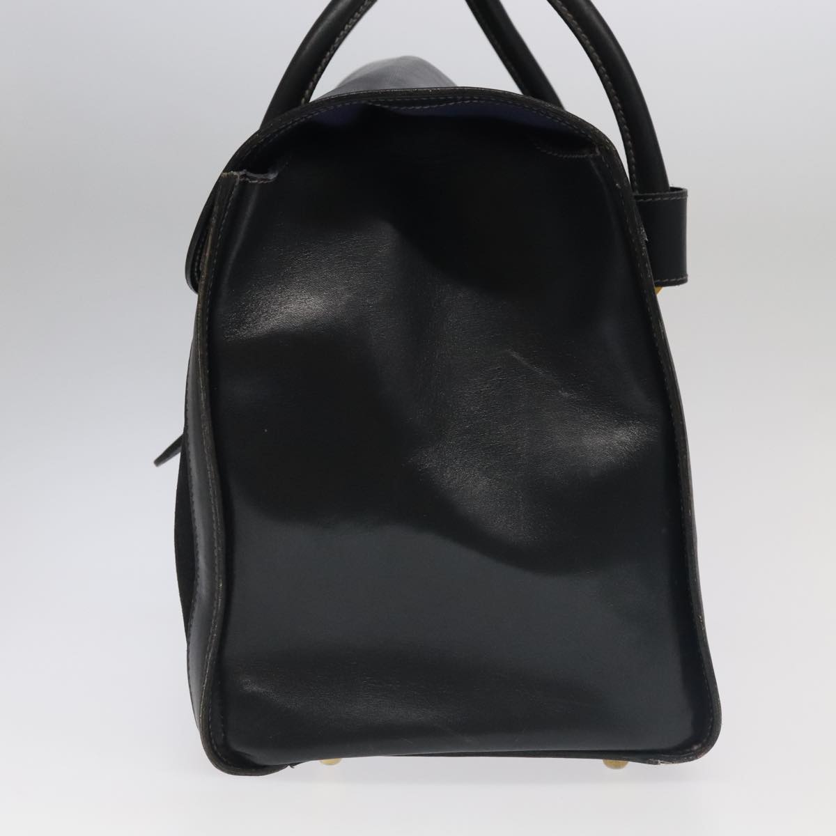 GUCCI Boston Bag Leather Suede Navy ep6503