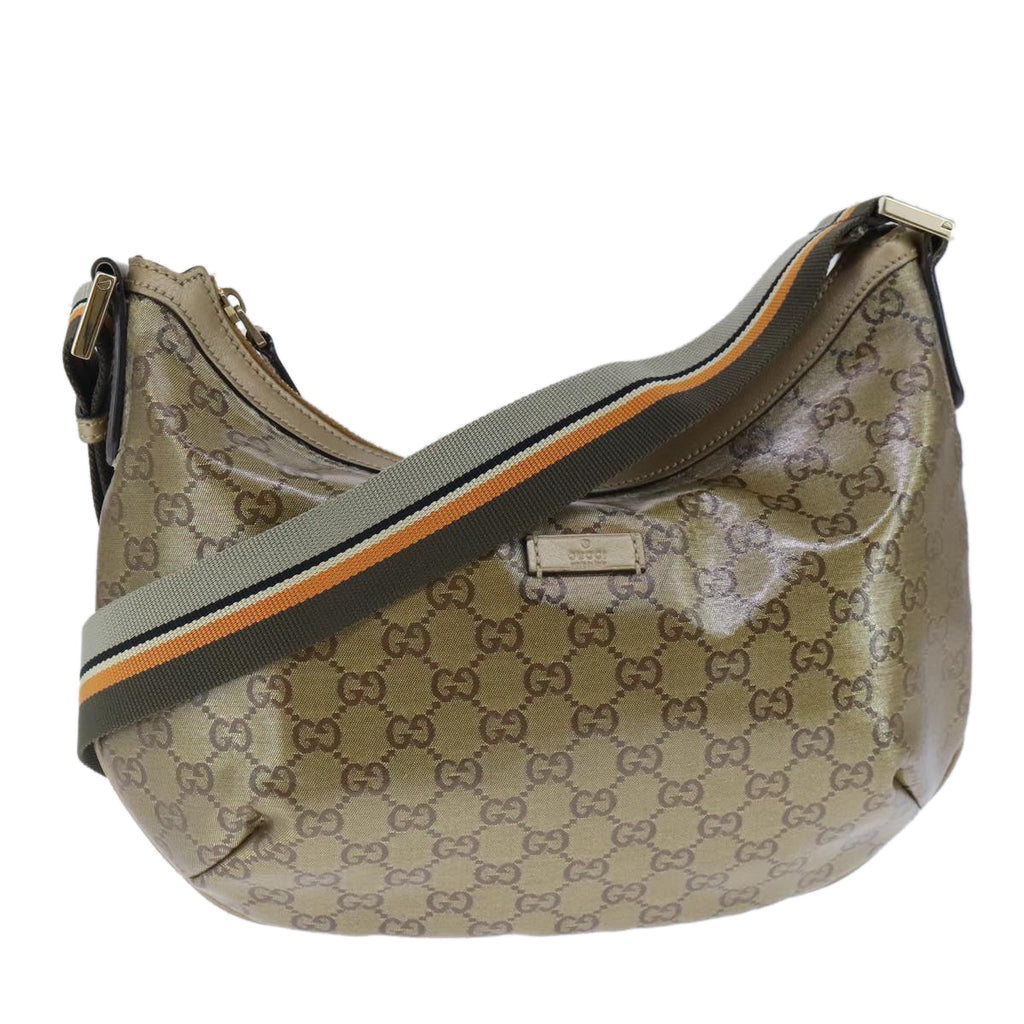 GUCCI GG Crystal Sherry Line Bag Coated Canvas Gold Tone 181092 ep6508