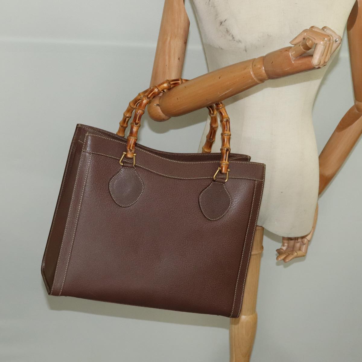 GUCCI Bamboo Hand Bag Leather Brown Gold 002 1186 0260 ep6509