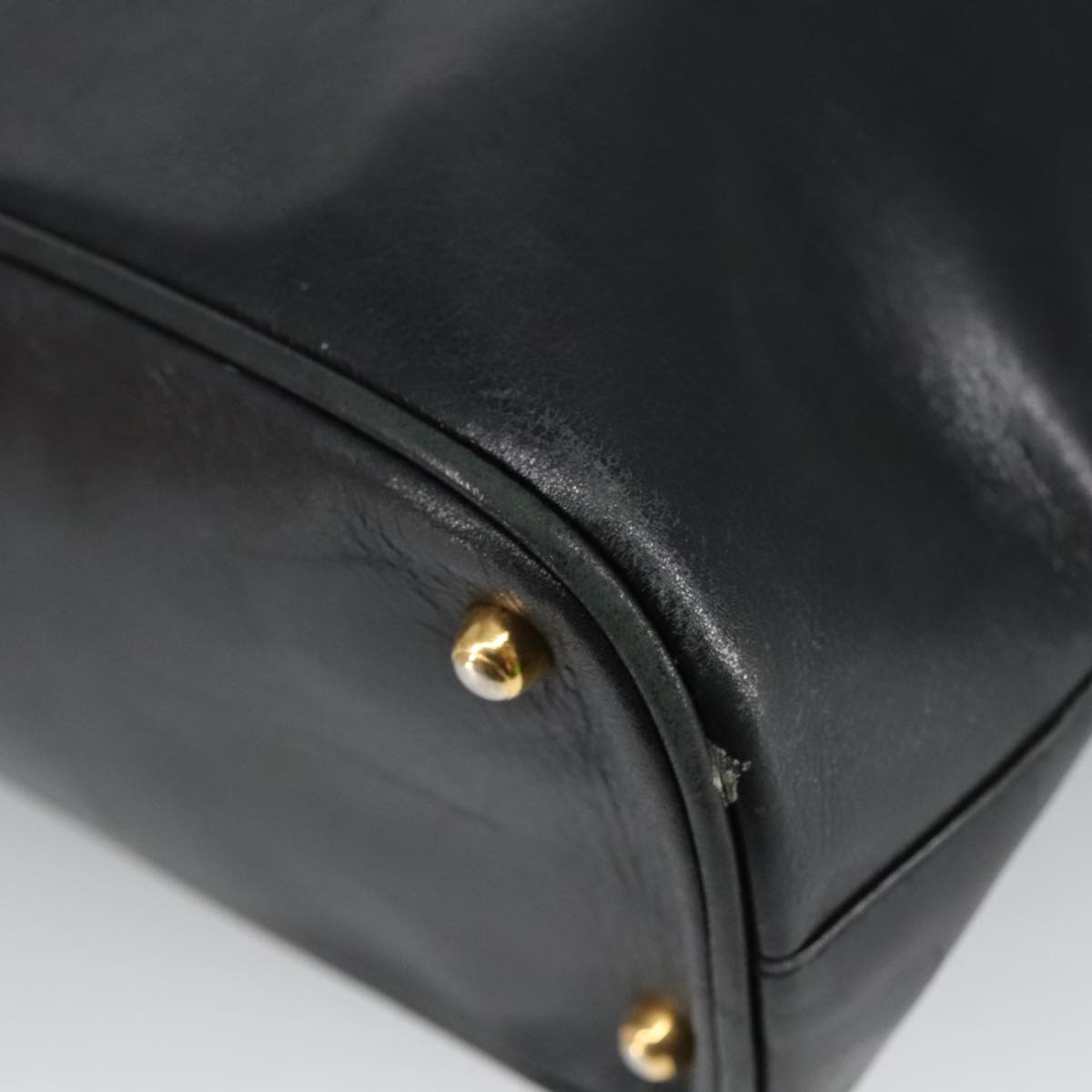 GUCCI Bamboo Hand Bag Leather Black Gold 000 1448 0289 ep6515