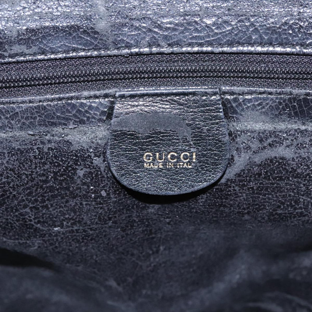 GUCCI Bamboo Hand Bag Leather Black Gold 000 1448 0289 ep6515