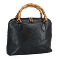 GUCCI Bamboo Hand Bag Leather Black Gold 000 1448 0289 ep6515