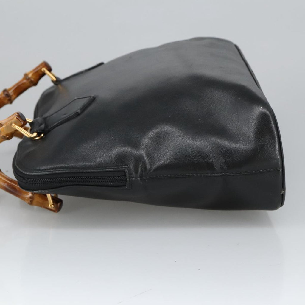 GUCCI Bamboo Hand Bag Leather Black Gold 000 1448 0289 ep6515