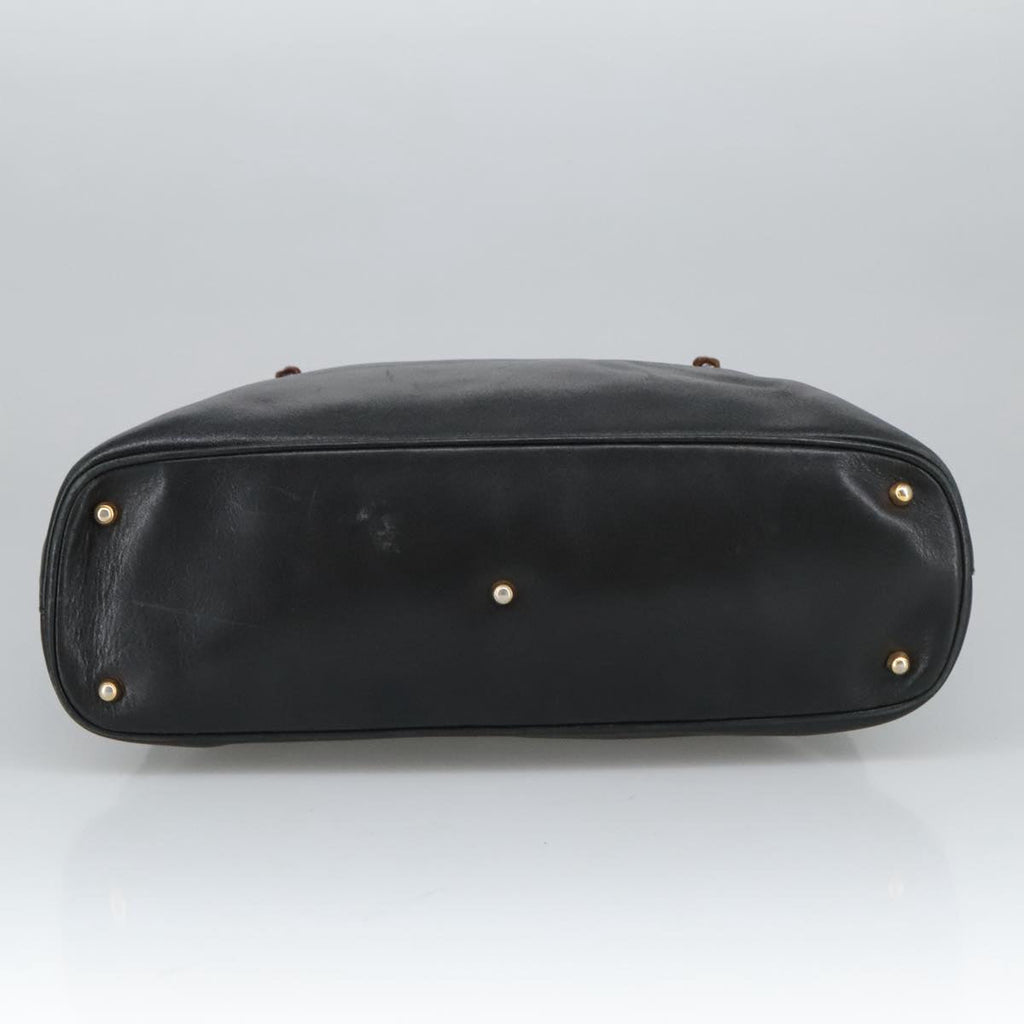 GUCCI Bamboo Hand Bag Leather Black Gold 000 1448 0289 ep6515