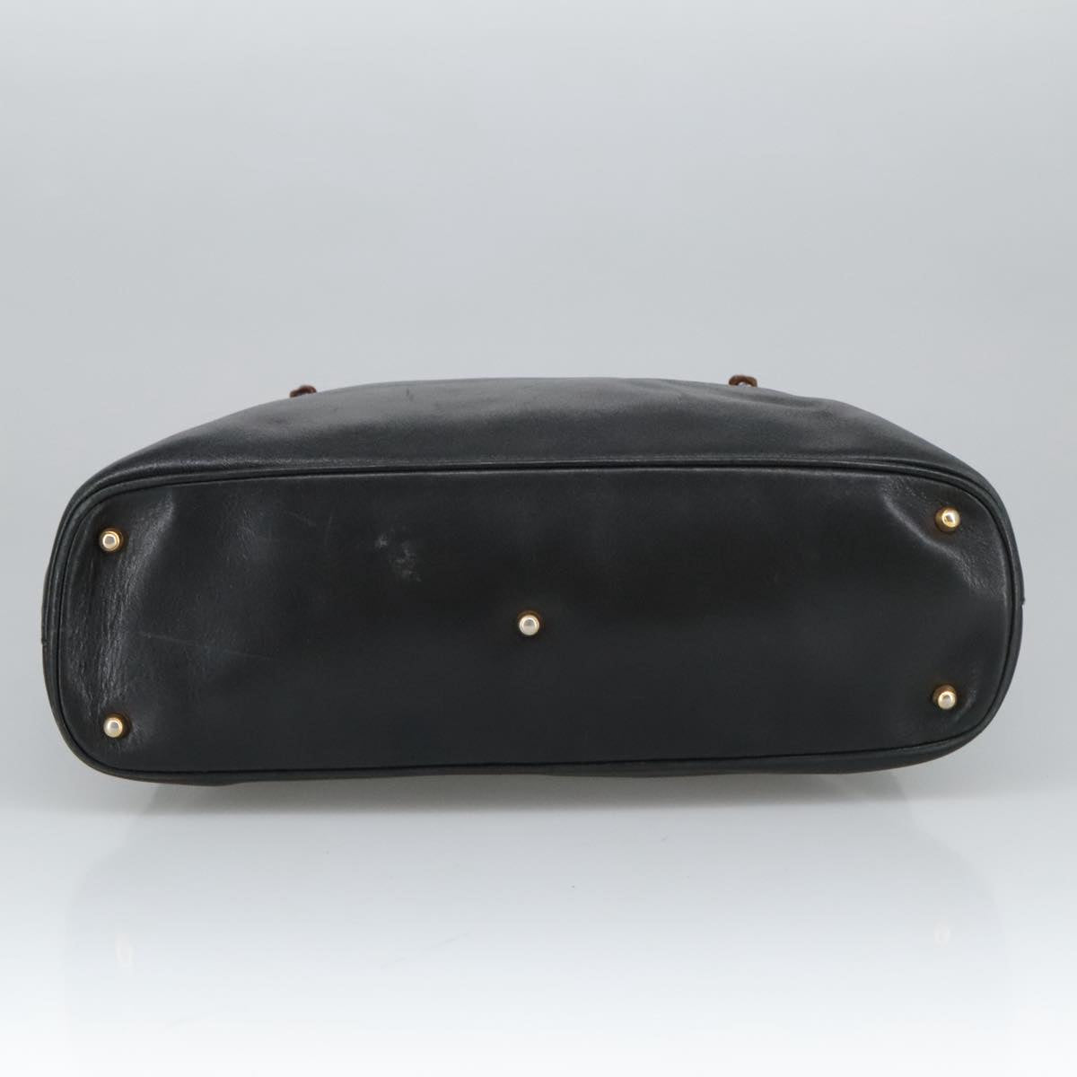 GUCCI Bamboo Hand Bag Leather Black Gold 000 1448 0289 ep6515