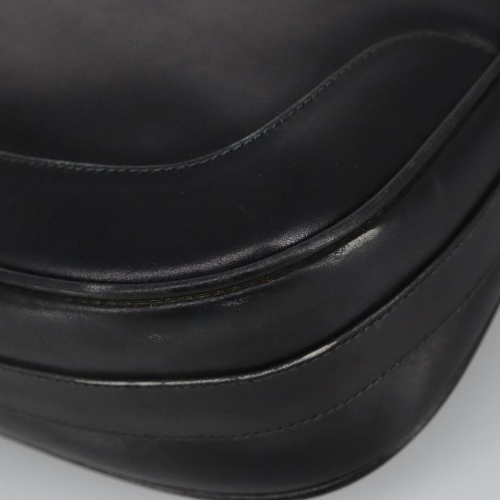 GUCCI Shoulder Bag Leather Black Gold ep6517