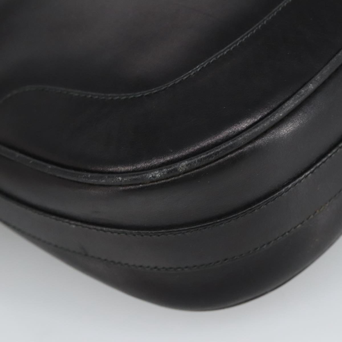 GUCCI Shoulder Bag Leather Black Gold ep6517