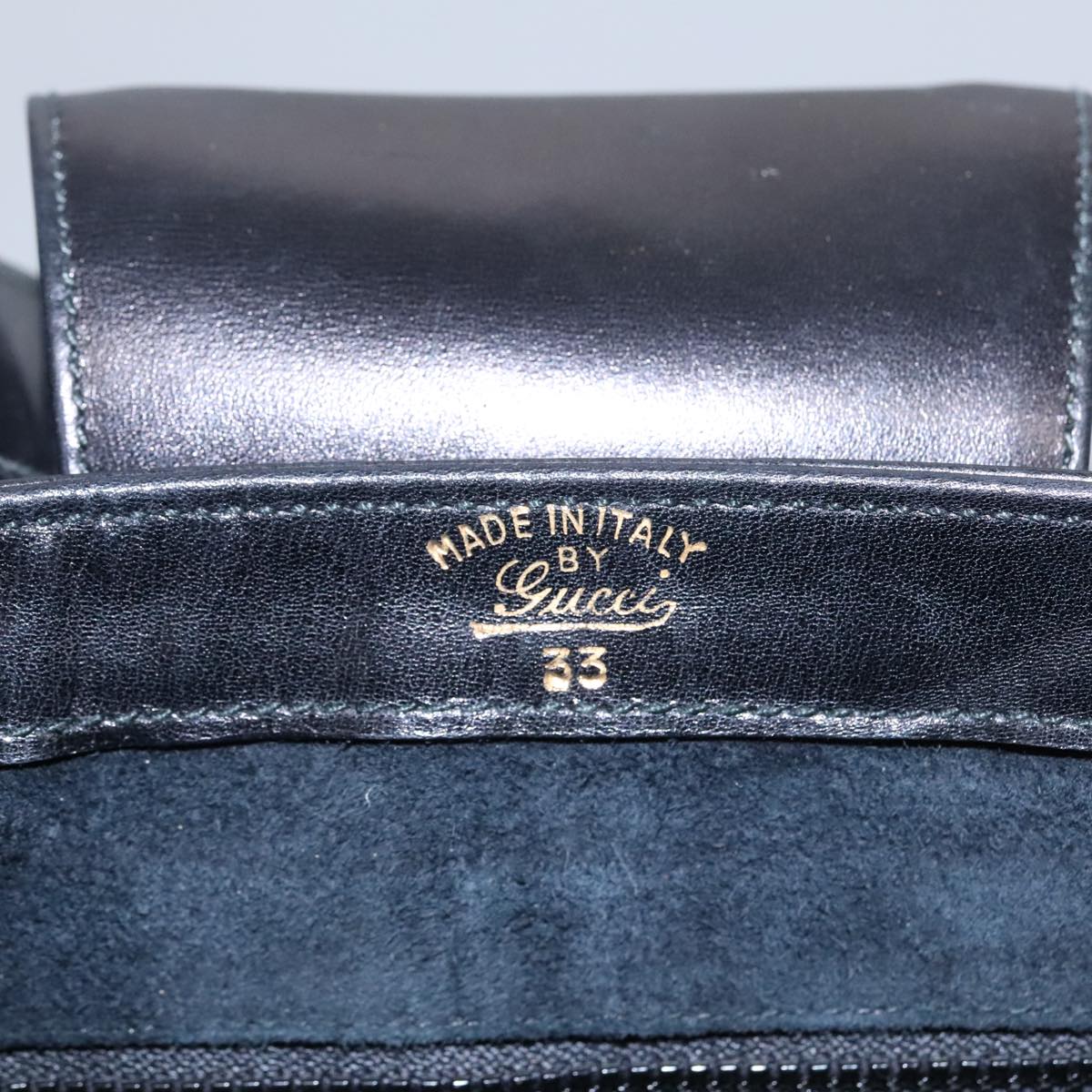 GUCCI Shoulder Bag Leather Black Gold ep6517