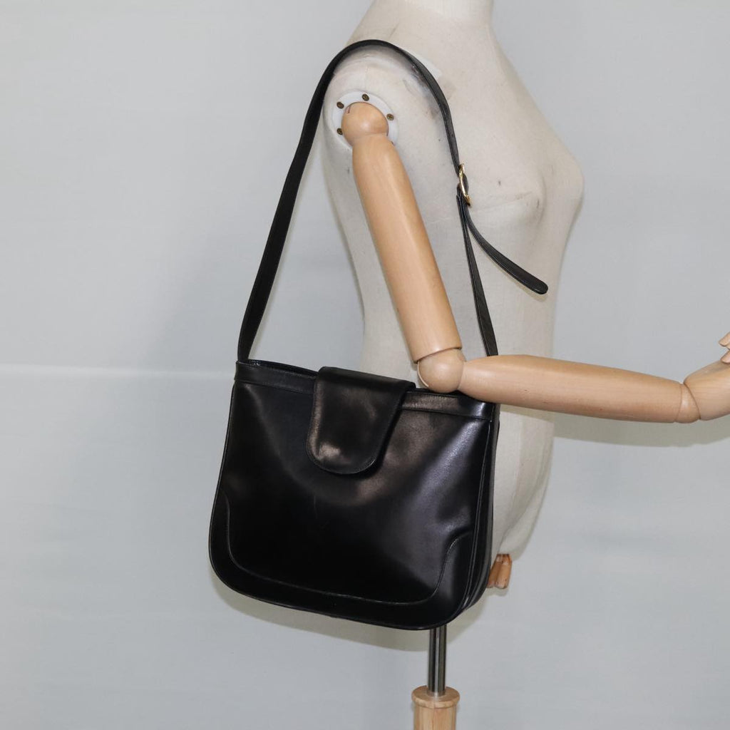 GUCCI Shoulder Bag Leather Black Gold ep6517