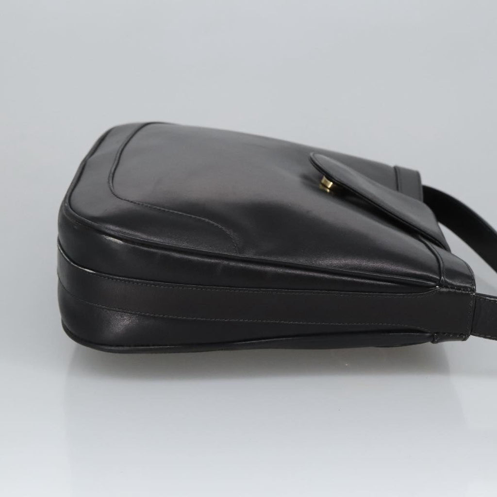 GUCCI Shoulder Bag Leather Black Gold ep6517
