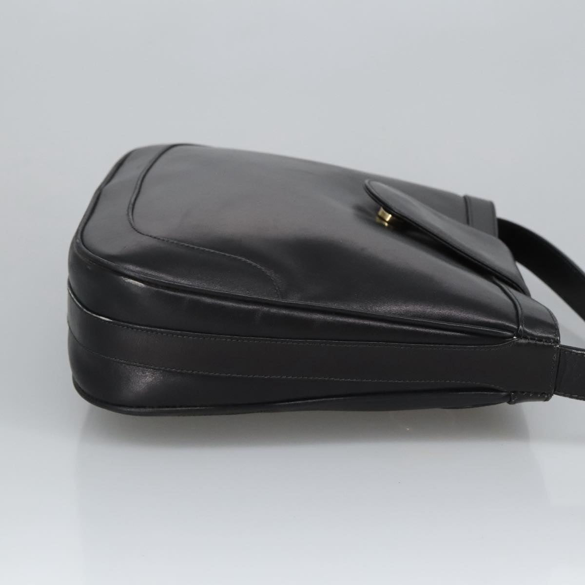 GUCCI Shoulder Bag Leather Black Gold ep6517