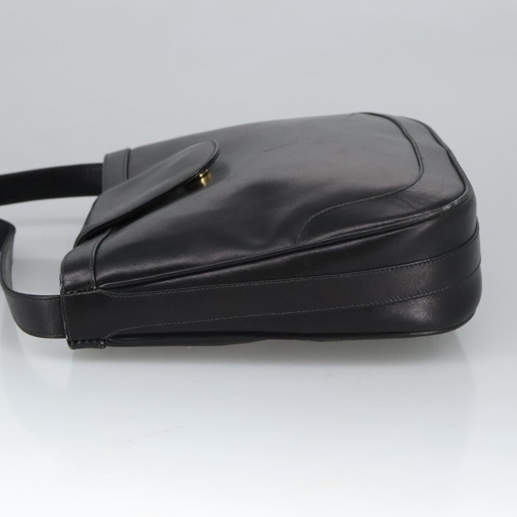 GUCCI Shoulder Bag Leather Black Gold ep6517