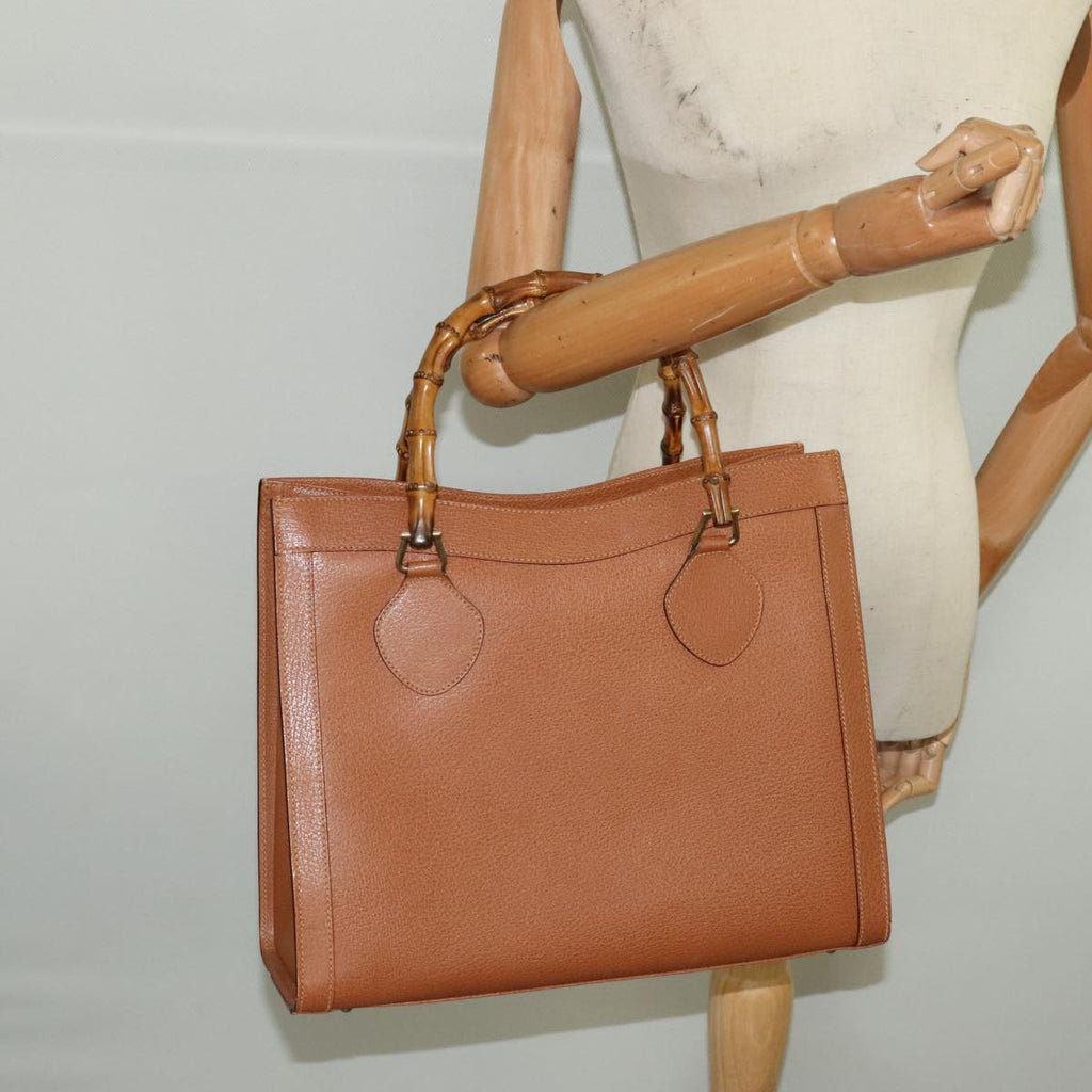 GUCCI Bamboo Hand Bag Leather Brown Gold 002 123 0260 ep6521