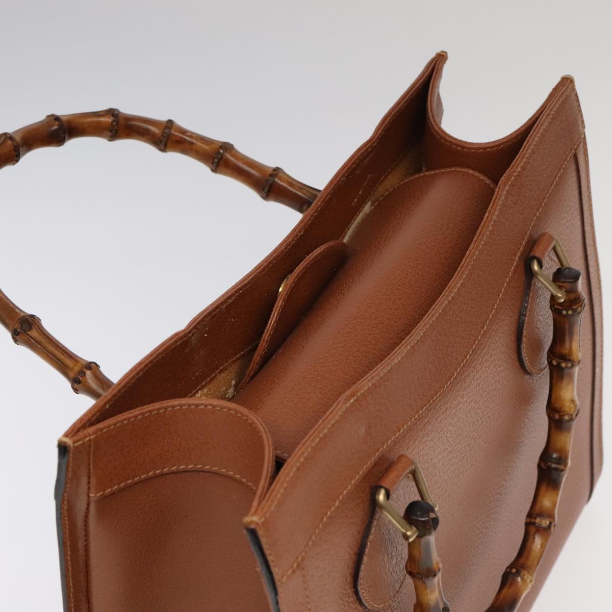 GUCCI Bamboo Hand Bag Leather Brown Gold 002 123 0260 ep6521