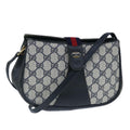 GUCCI GG Supreme Sherry Line Shoulder Bag PVC Leather Navy Red ep6531
