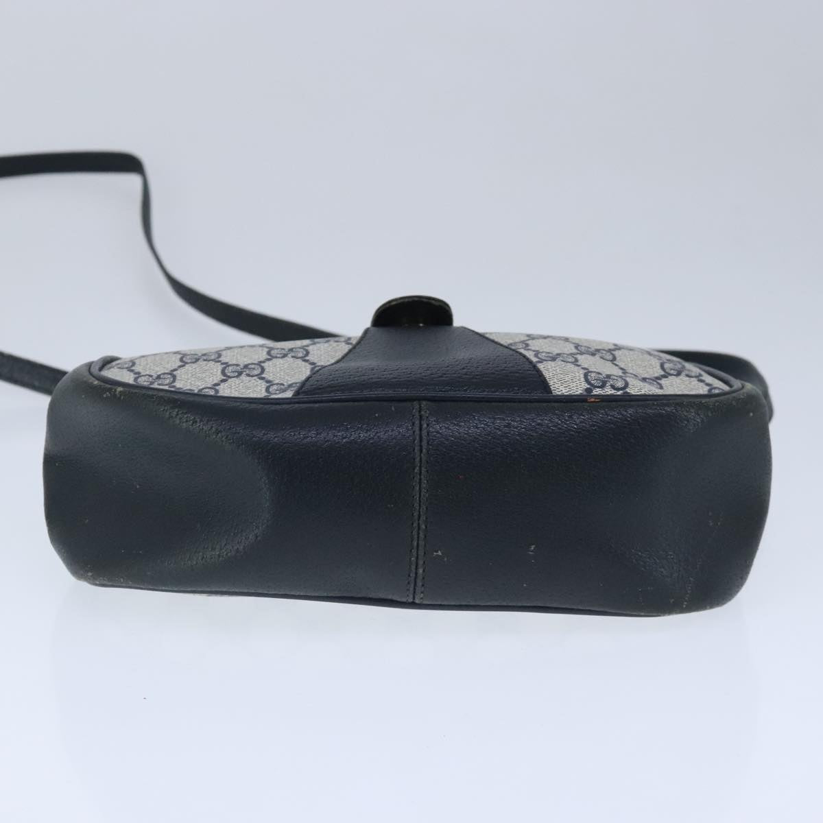 GUCCI GG Supreme Sherry Line Shoulder Bag PVC Leather Navy Red ep6531