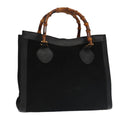 GUCCI Bamboo Hand Bag Suede Leather Gold Black 002 1095 0260 ep6538