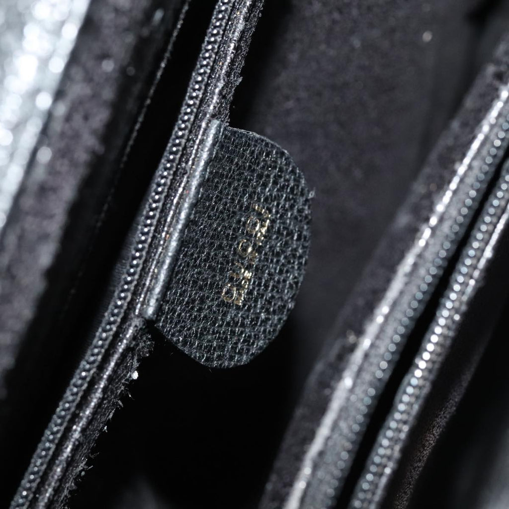 GUCCI Bamboo Hand Bag Suede Leather Gold Black 002 1095 0260 ep6538