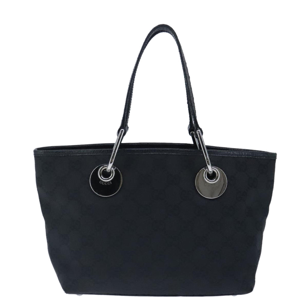 GUCCI GG Canvas Hand Bag Black Silver 120844 ep6544