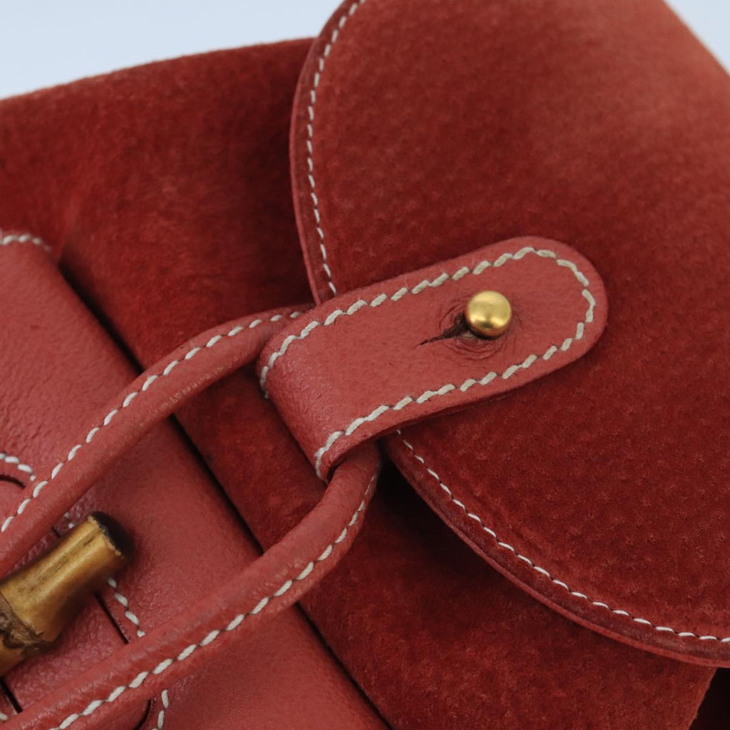 GUCCI Bamboo Backpack Suede Red Gold 003 2058 0030 ep6551