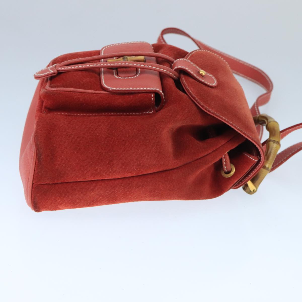GUCCI Bamboo Backpack Suede Red Gold 003 2058 0030 ep6551