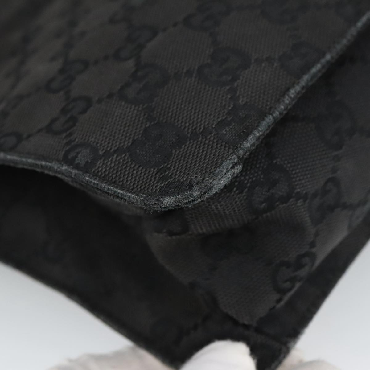 GUCCI GG Canvas Shoulder Bag Black Silver 120841 ep6562